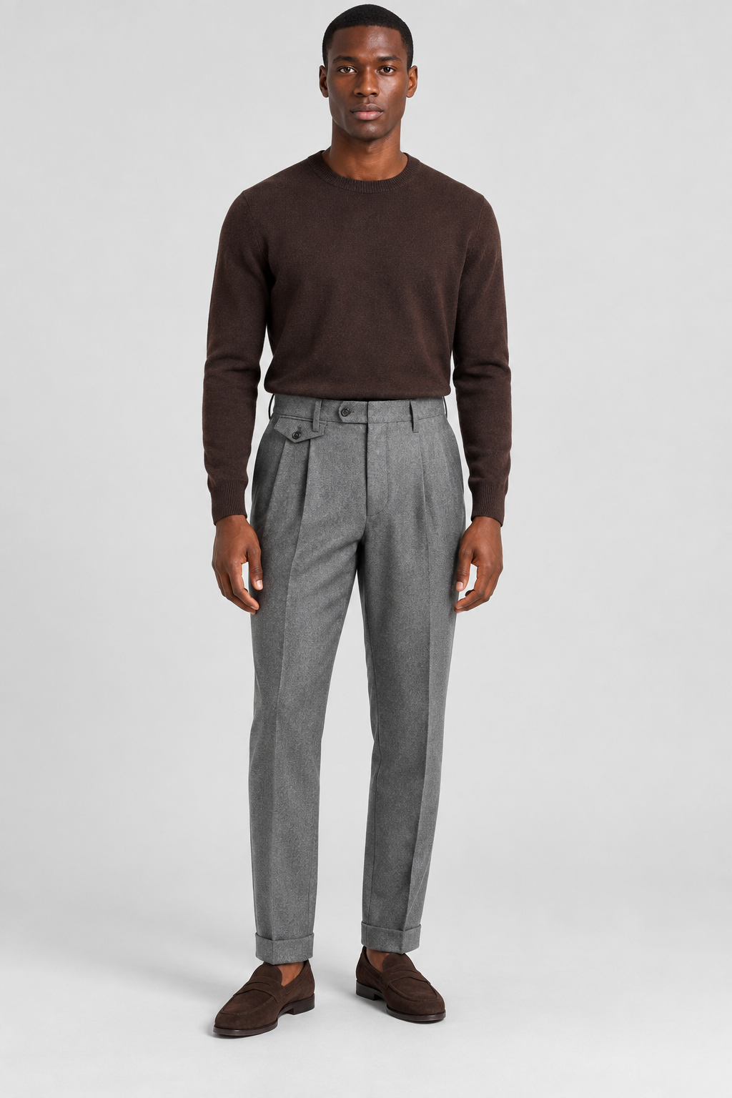 Pantaloni in flanella doppia pence